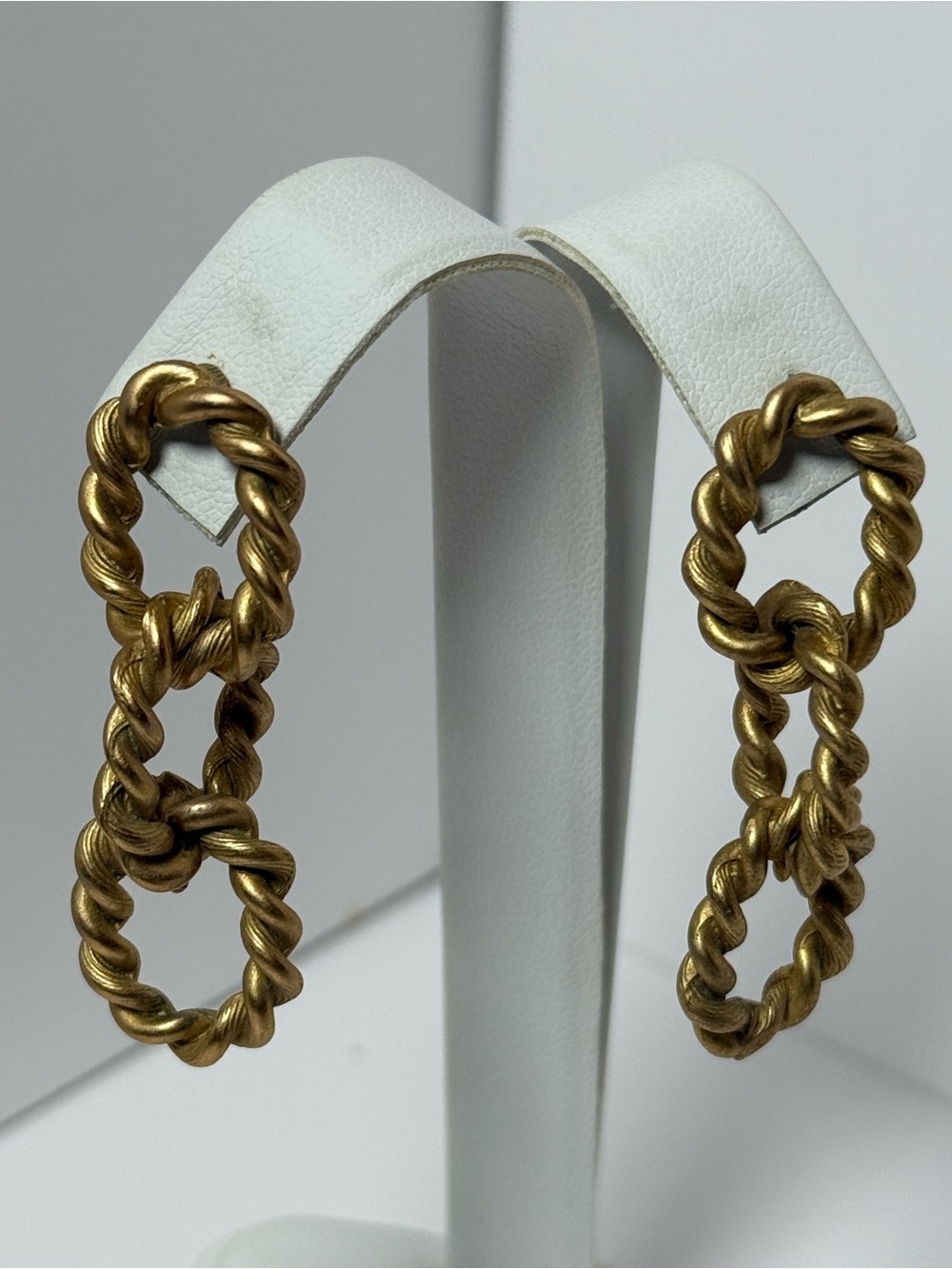 Vintage Gold Twisted Rope Link Drop Earrings - Women Jewelry